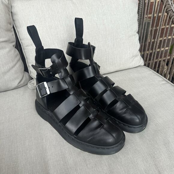 Dr.Martens Geraldo Gladiator Sandals Size 9 Mens/Womens 10, Black Leather - Picture 2 of 16